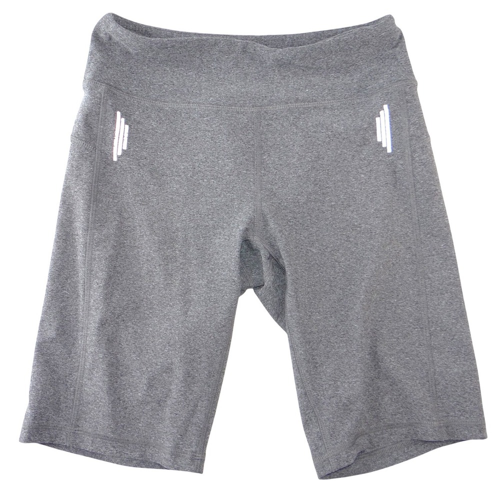 NYL Womens Charcoal Heather Grey High Rise Reflective Athletic Bike Shorts Small